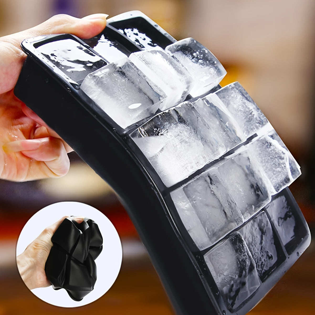 Large Silicone Ice Cube Tray Mold - Reusable, Non-Stick, Easy Remover