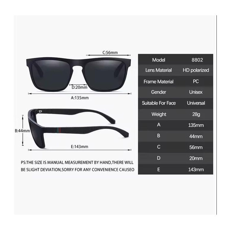 Polarized Square Vintage Sunglasses for Men & Women - Black