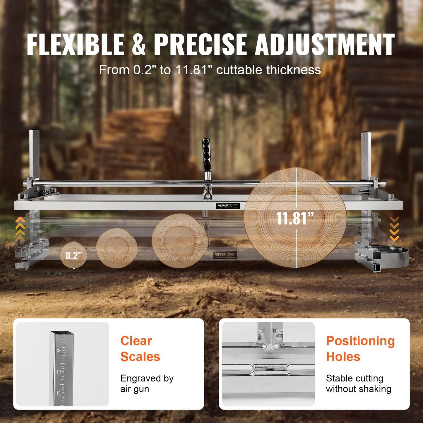 Portable Chainsaw Mill 14-48 Inch Guide Bar for Lumber Cutting - Galvanized Steel