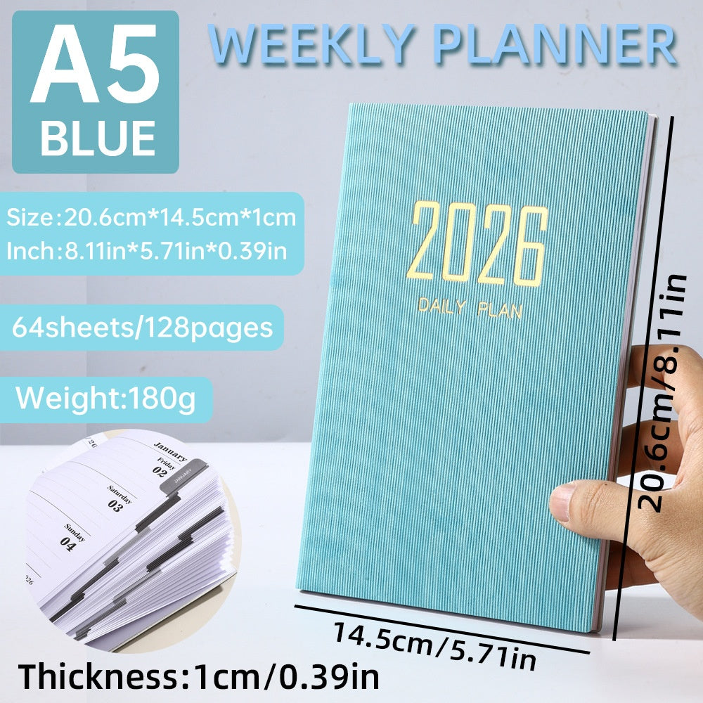 A5 Slim Leather Weekly Planner Notebook - Multiple Cover Colors
