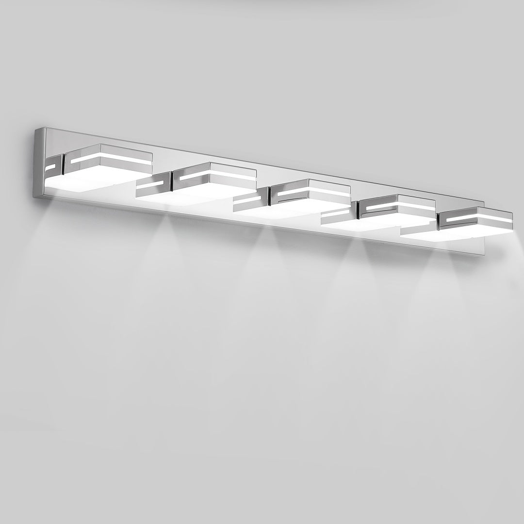Modern Chrome LED Vanity Light - 5-Light Wall Sconce for Bathroom