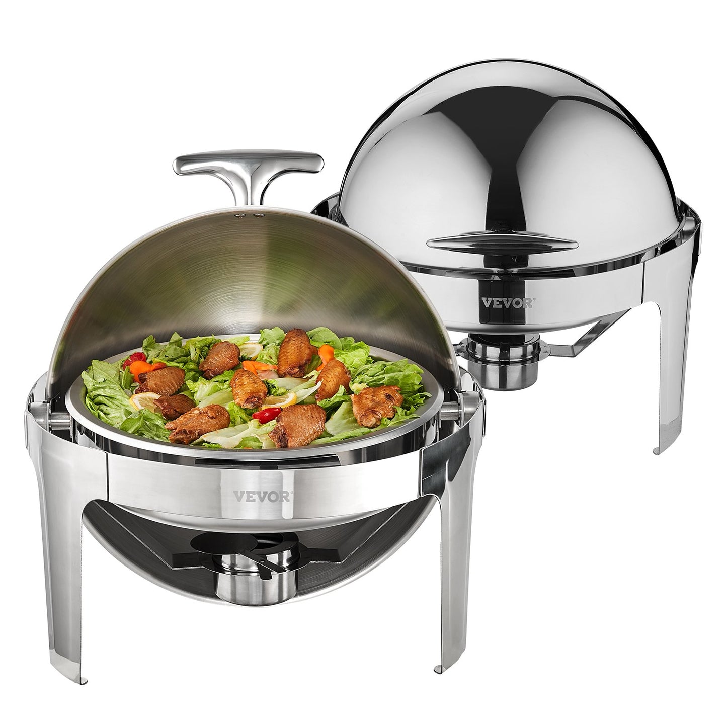 Roll Top Chafing Dish Buffet Set - 6 Qt Stainless Steel