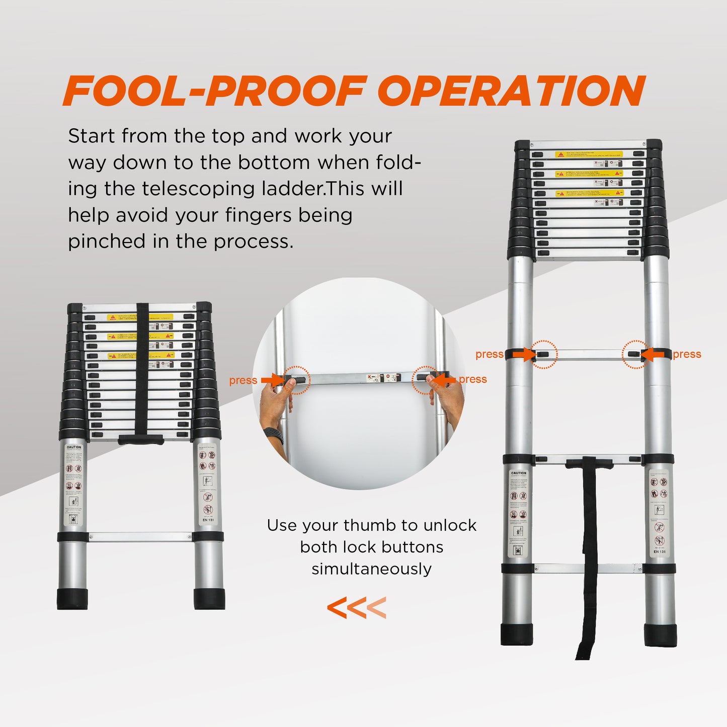14.5-Inch Aluminum Telescoping Ladder for Outdoor Work - Heavy Duty & Lightweight