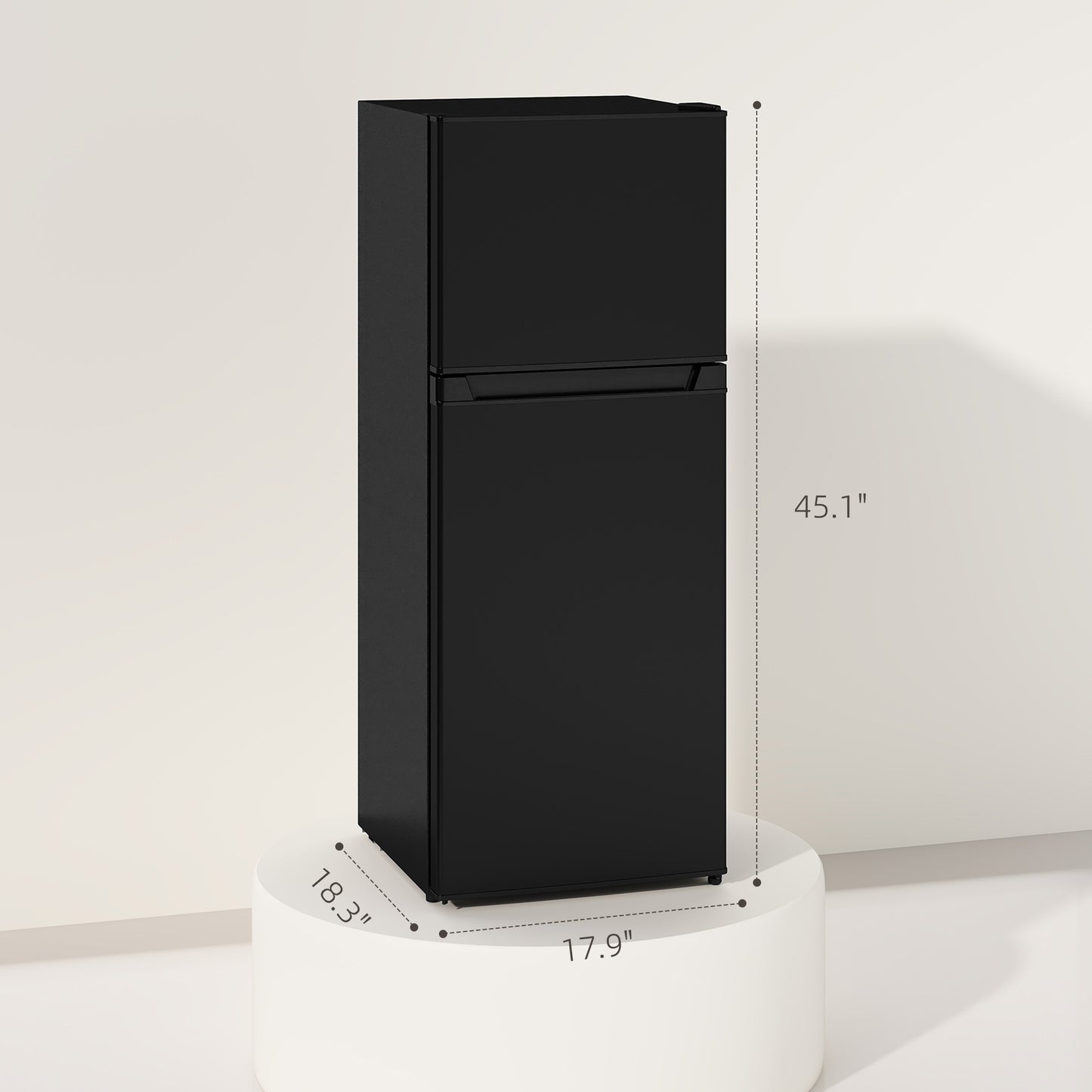 Small Refrigerator with Freezer - Compact Kitchen Appliance, Black, 490x500x1210mm