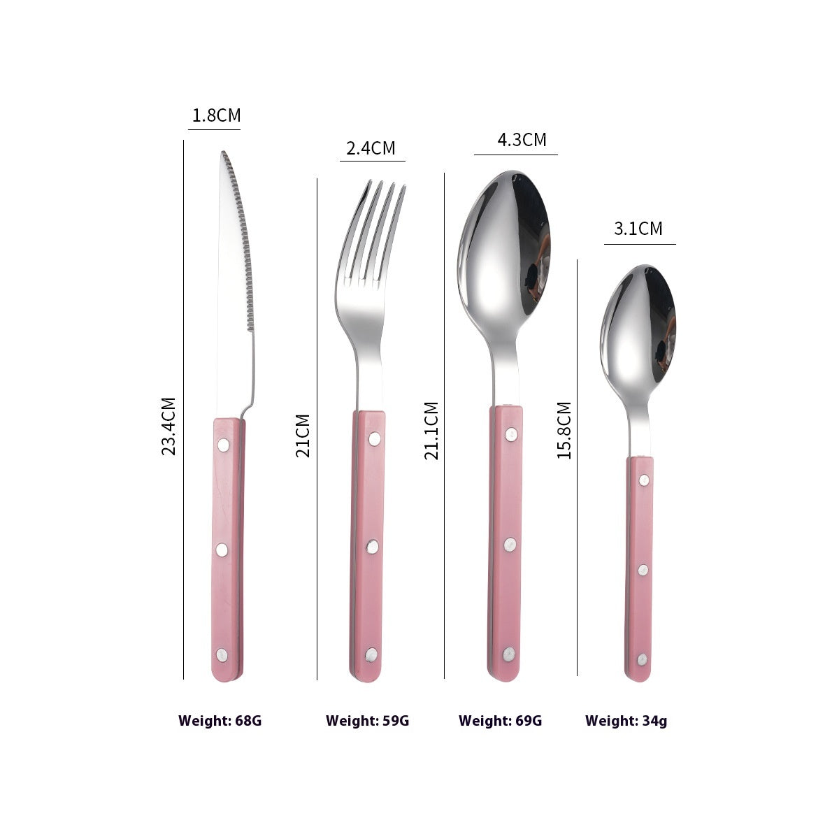 Stainless Steel Cutlery Set 4 Pieces Fork Knife Spoon Flatware Dinnerware