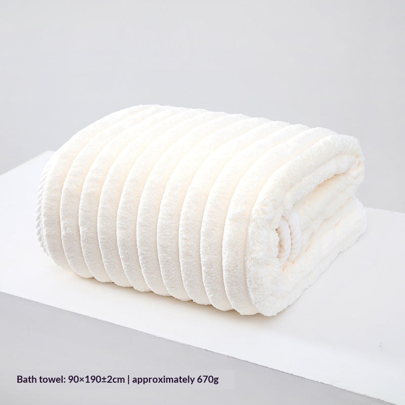 Large Thickened Coral Fleece Bath Towel - Soft, Absorbent & Cozy