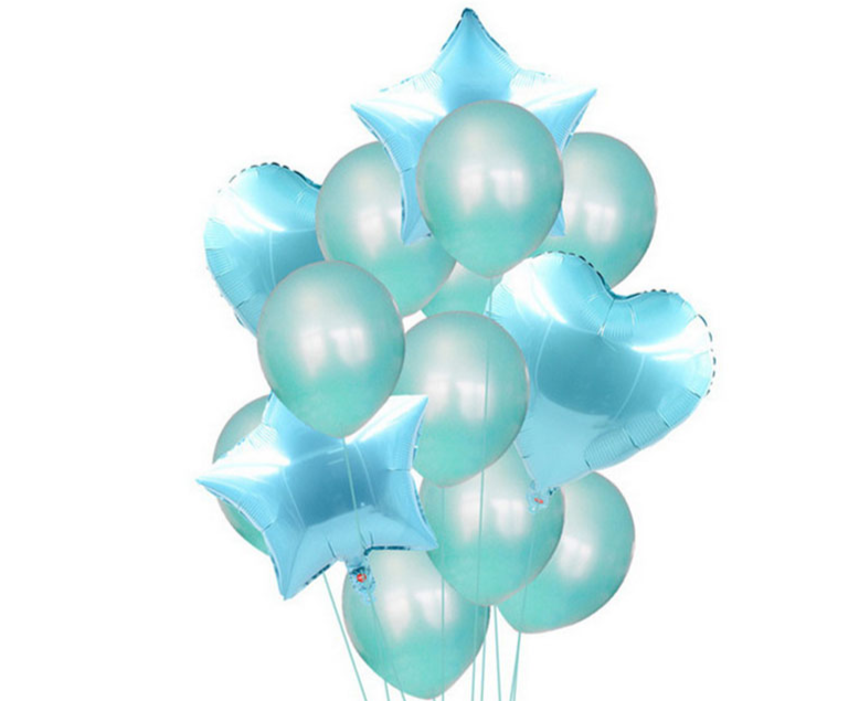 Love Five-Pointed Star Balloon Set - Assorted Metallic Latex & Foil Balloons