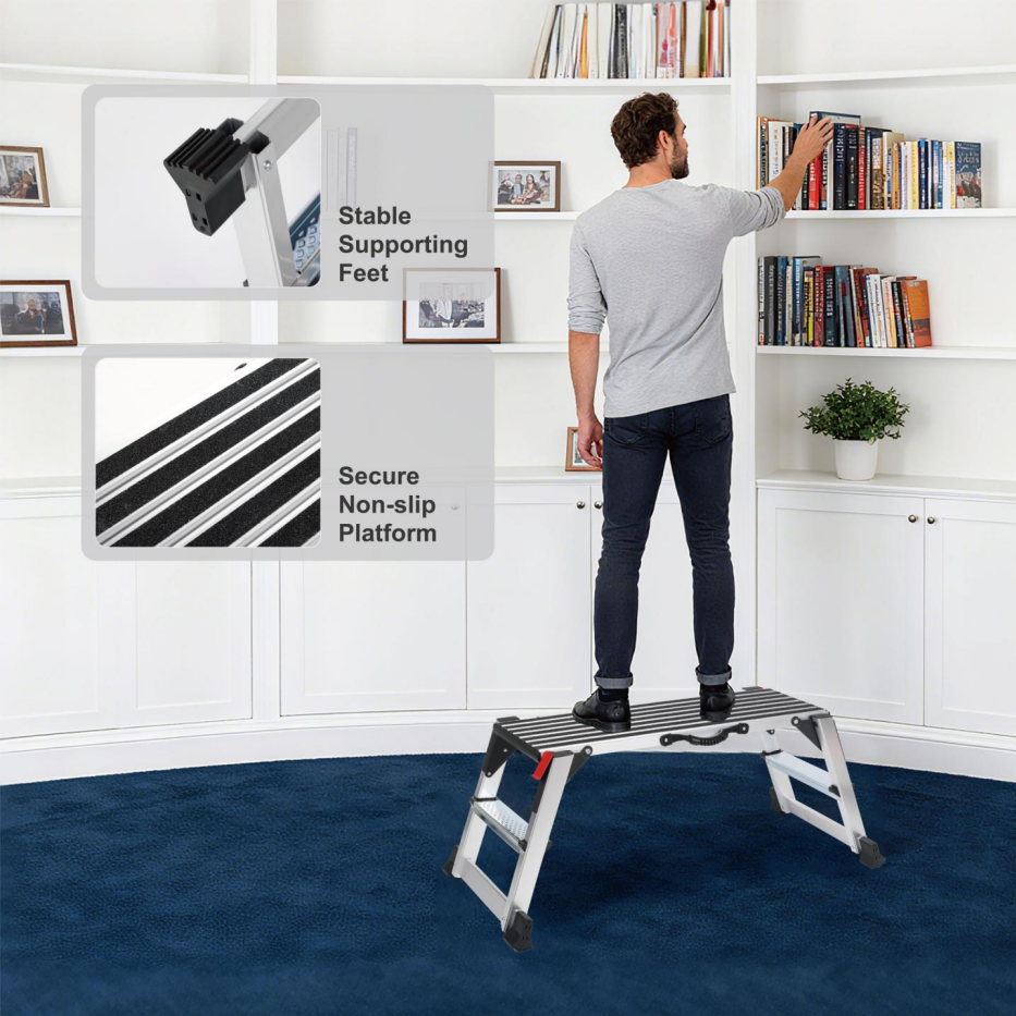 Heavy Duty Aluminum Folding Work Platform - 660 Lb Load Capacity for Painting, Cleaning, Vehicle Washing