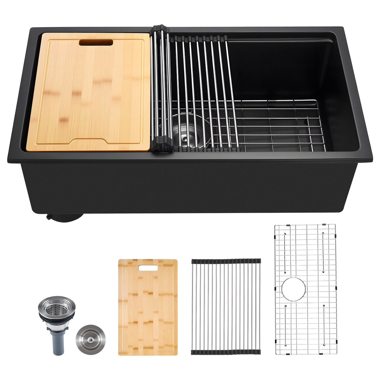 30 Inch Black Granite Composite Undermount Kitchen Sink