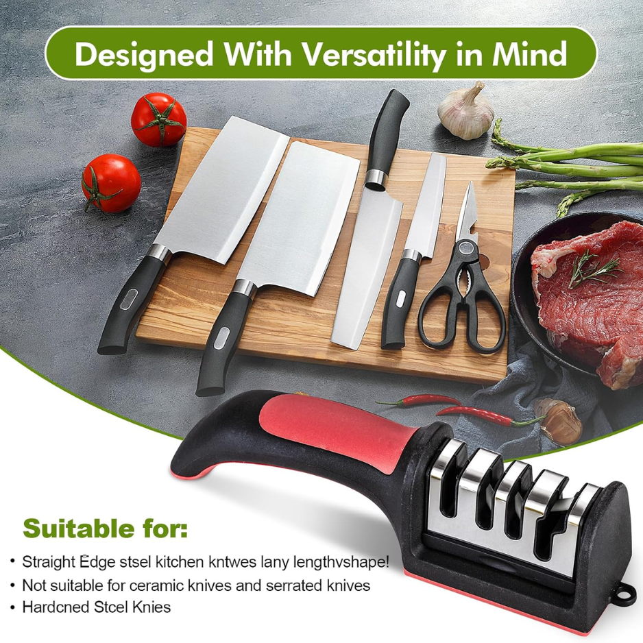 4-in-1 Manual Knife & Scissors Sharpener - Tungsten & Ceramic