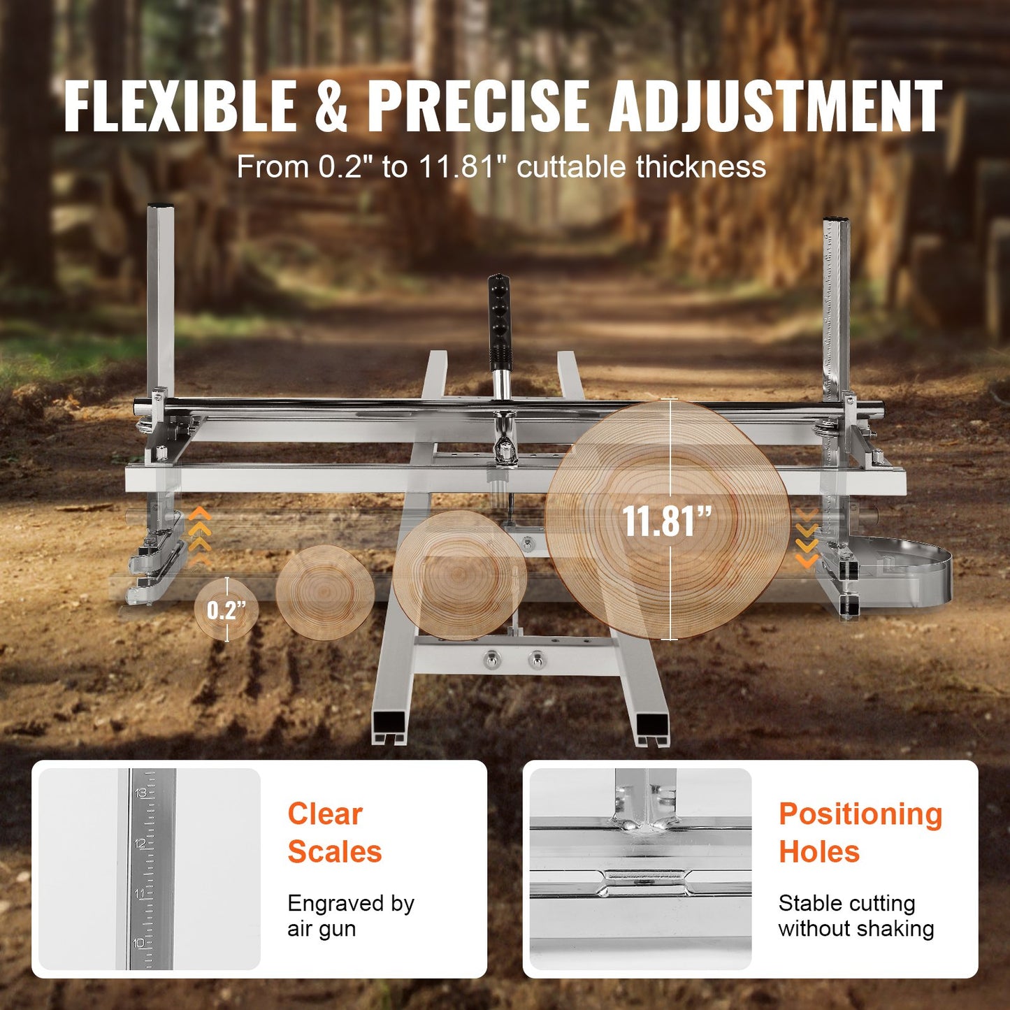 Portable Chainsaw Mill & Rail Guide System 14-36 Inch for Woodworking