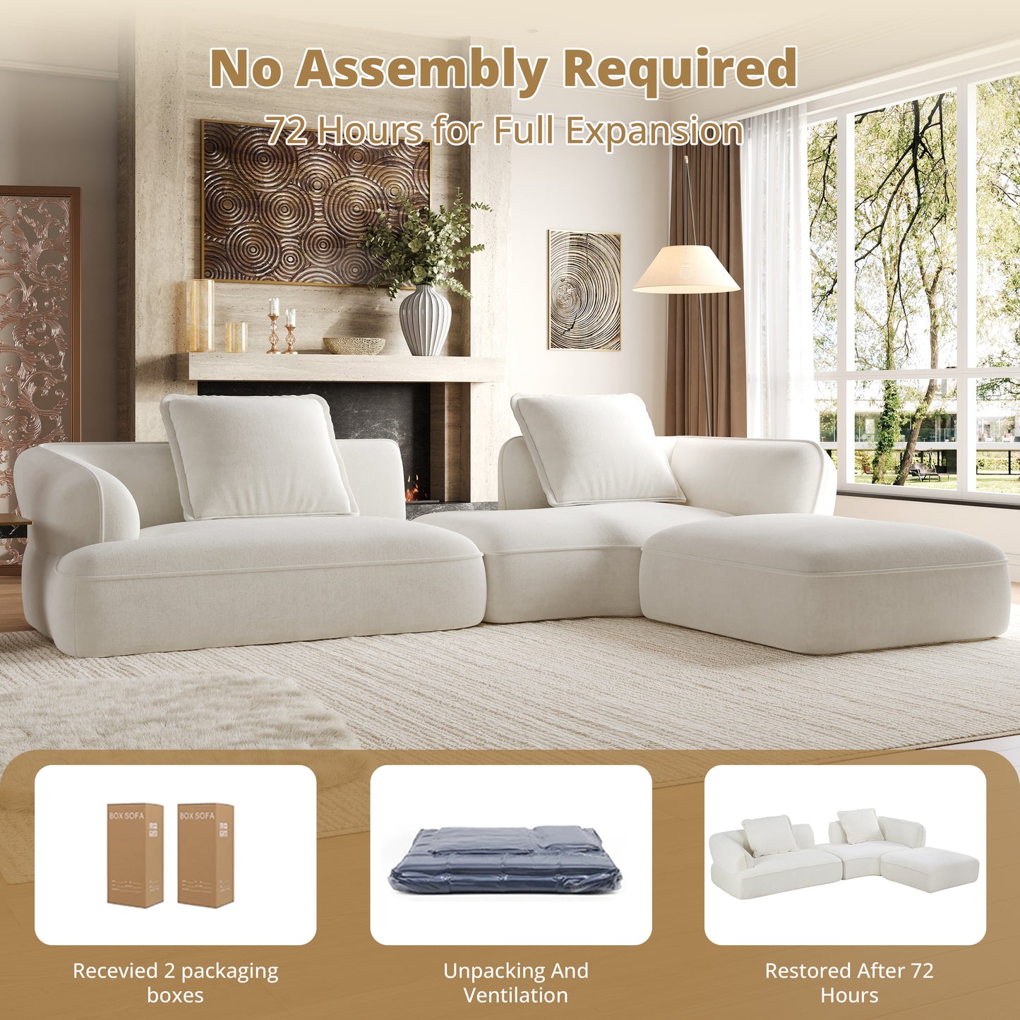 122 Modern L-Shaped Sectional Sofa With High-Density Fully Compressed