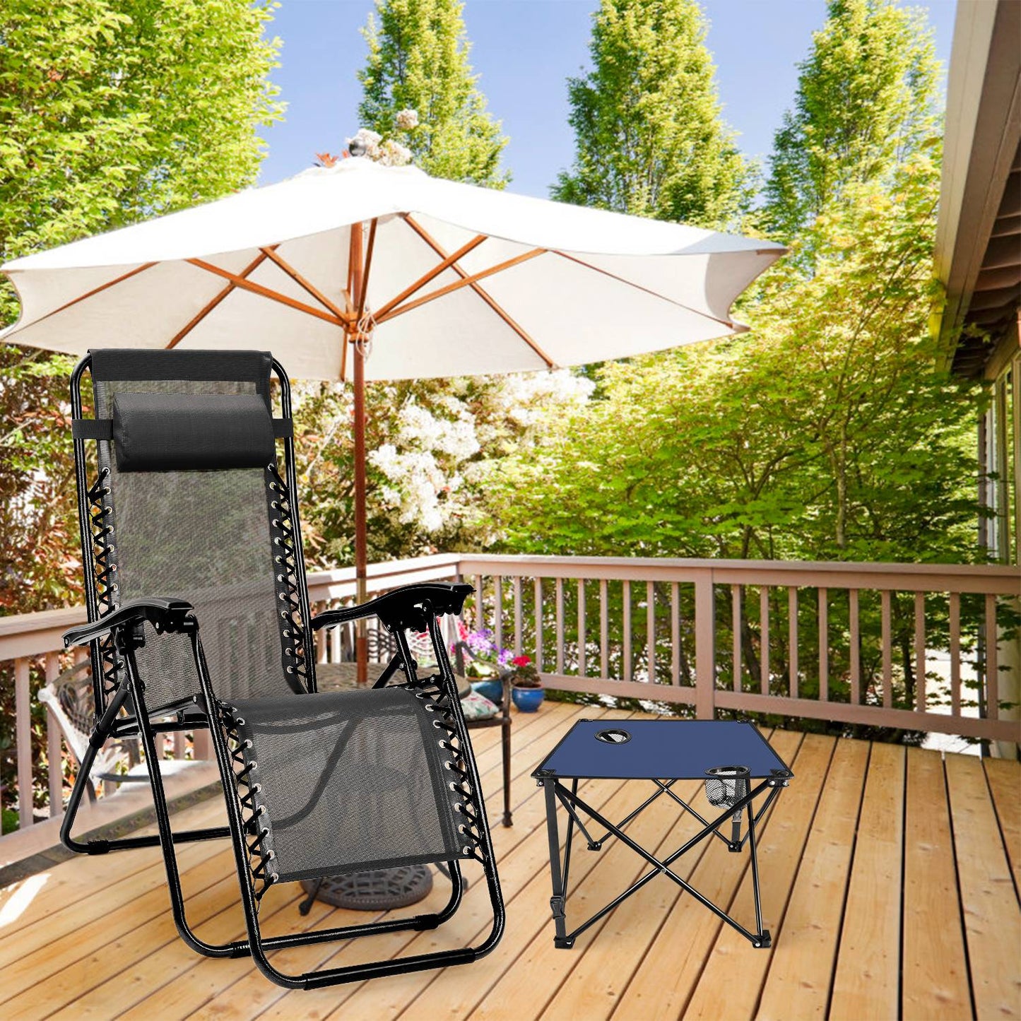 Portable Folding Camping Table with Cup Holders - Multiple Colors & Sets