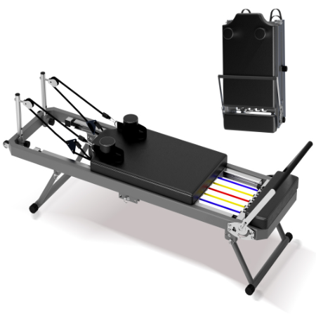 Extra Large Pilates Reformer - Multi-functional Home Fitness Equipment, 395lbs Capacity, Black