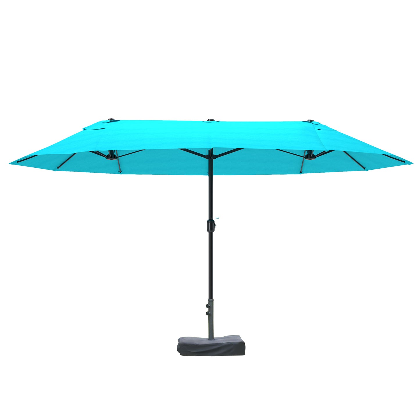15' Double-Sided Patio Umbrella with Base - Blue