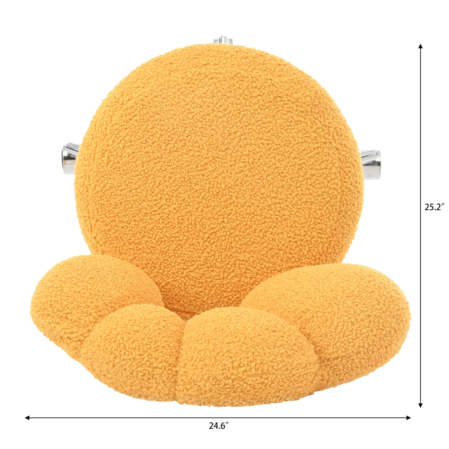 Height Adjustable 360° Swivel Chair - Yellow Teddy Fabric