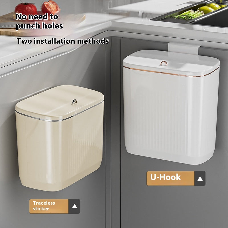 Wall-Mounted Kitchen Trash Can Large Capacity Punch-Free Household Storage Bin