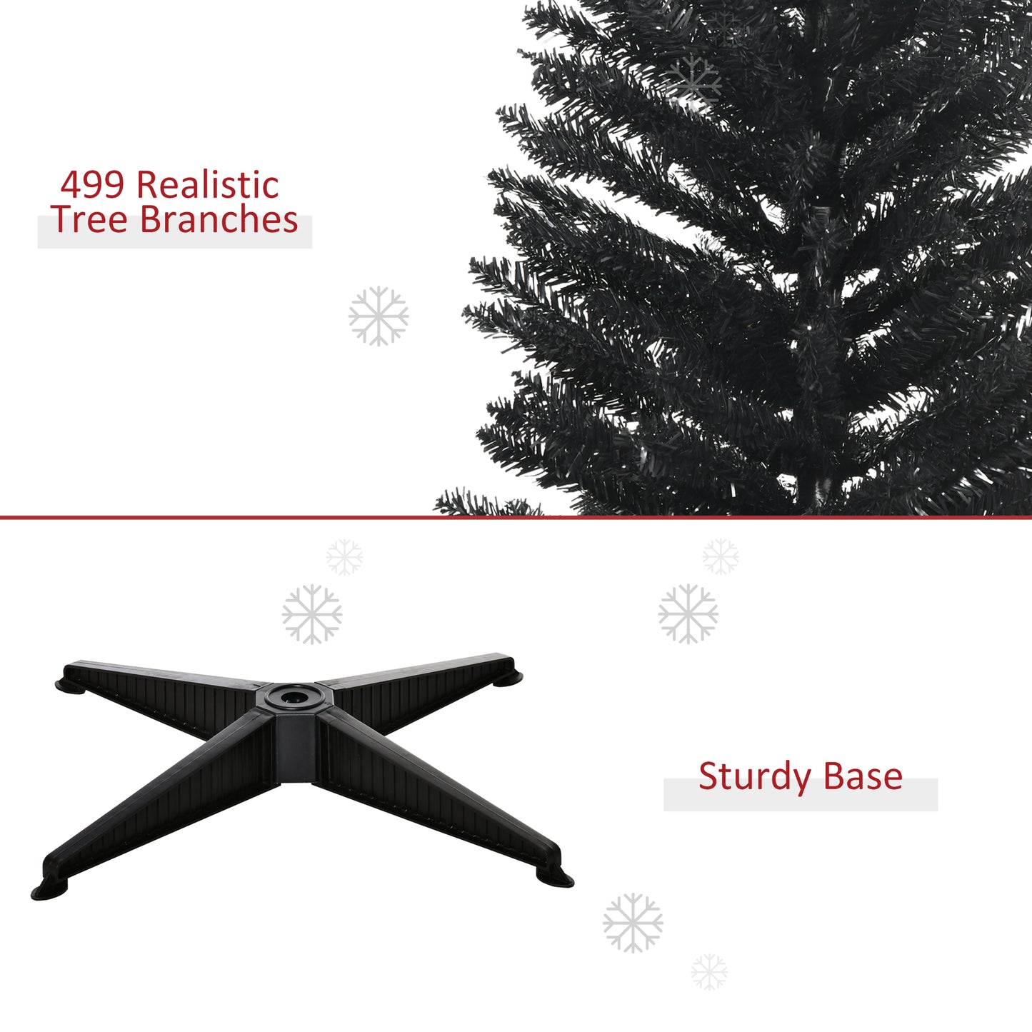 7' Slim Artificial Christmas Tree - 499 Branch Tips, Black