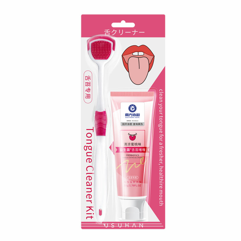 Tongue Cleaning Gel - Mint & Peach Flavors, 50g Oral Care Gel for Tongue Coating Removal