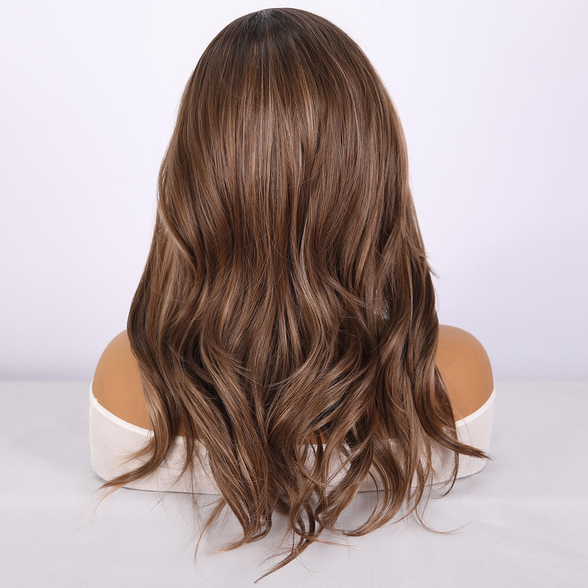 Long Curly Lace Front Wig - 22-Inch Brown Gradient Synthetic Hair