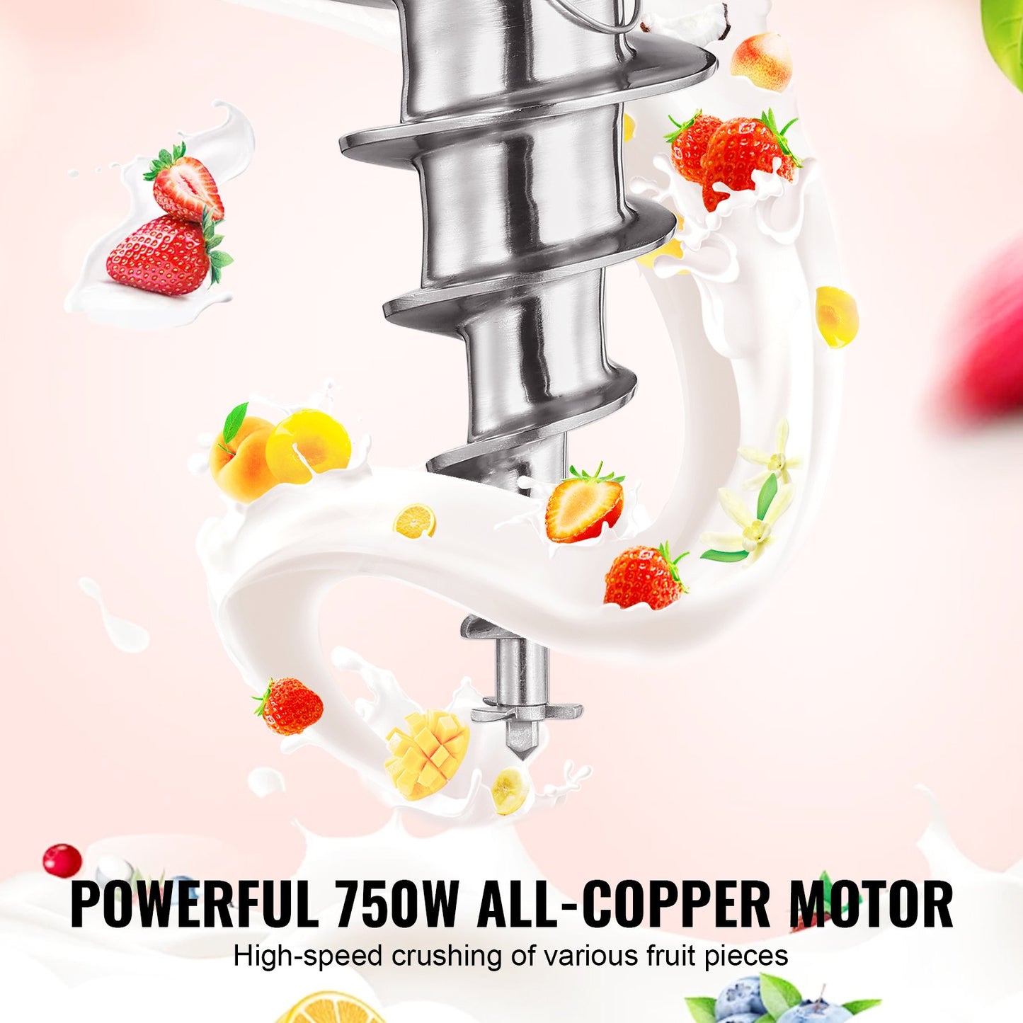 750W Stainless Steel Ice Cream Blender with Large Capacity & Easy Cleaning