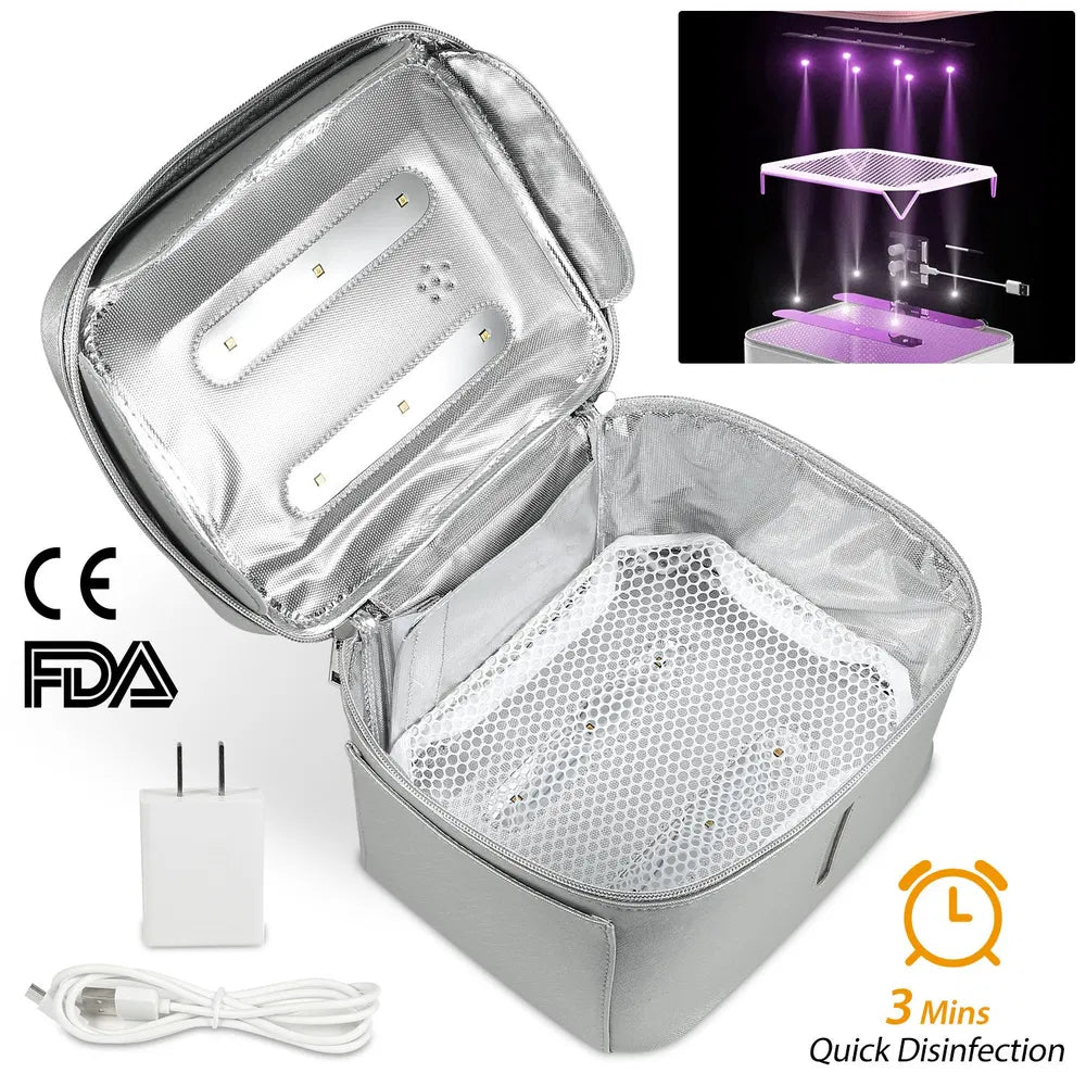 Portable UV Sanitizer Bag, 20L LED Sterilization Box - Silver