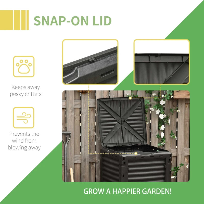 80 Gallon Outdoor Compost Bin - Large Capacity Garden Waste Recycle Container