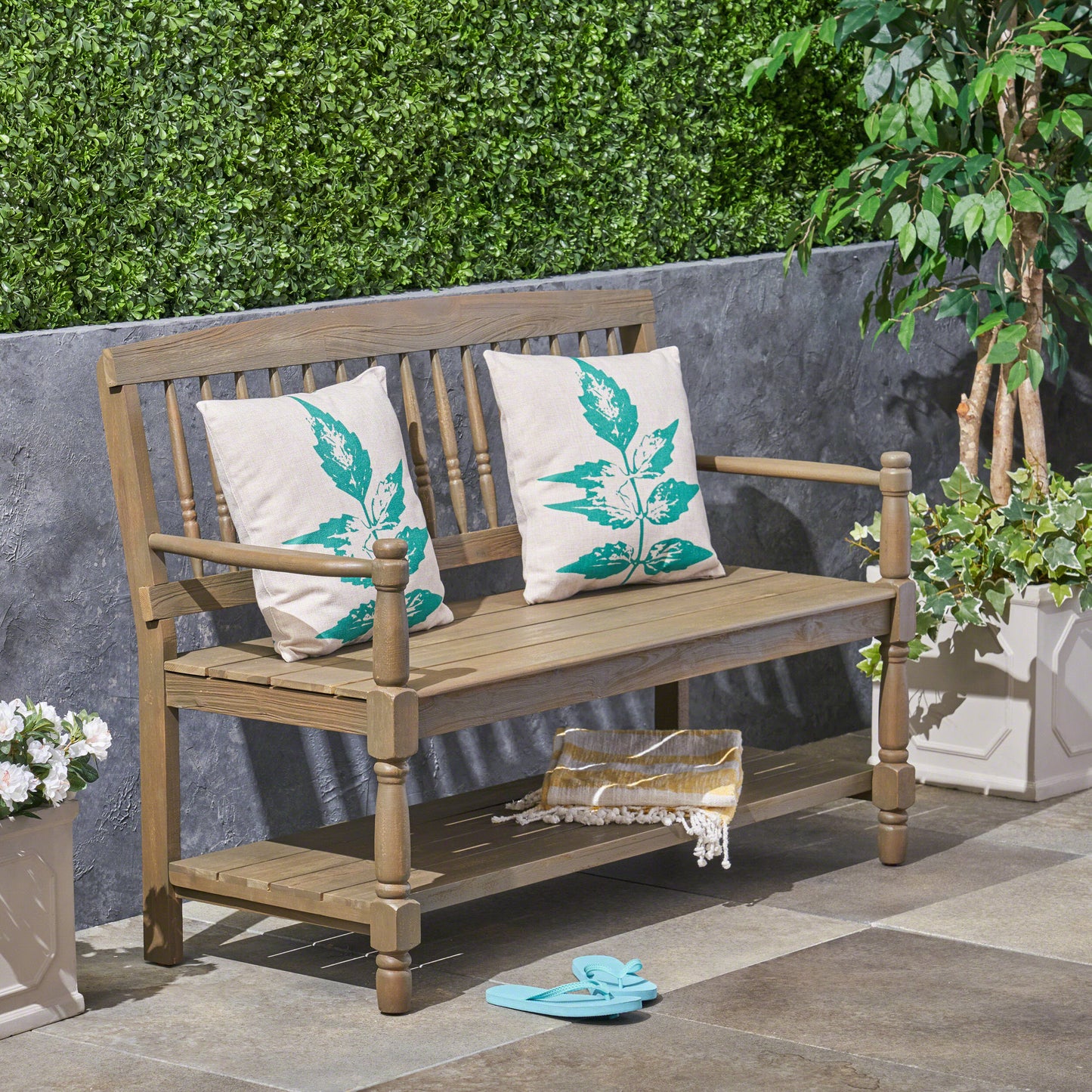 Imperial Grey Wooden Bench - 51" Length
