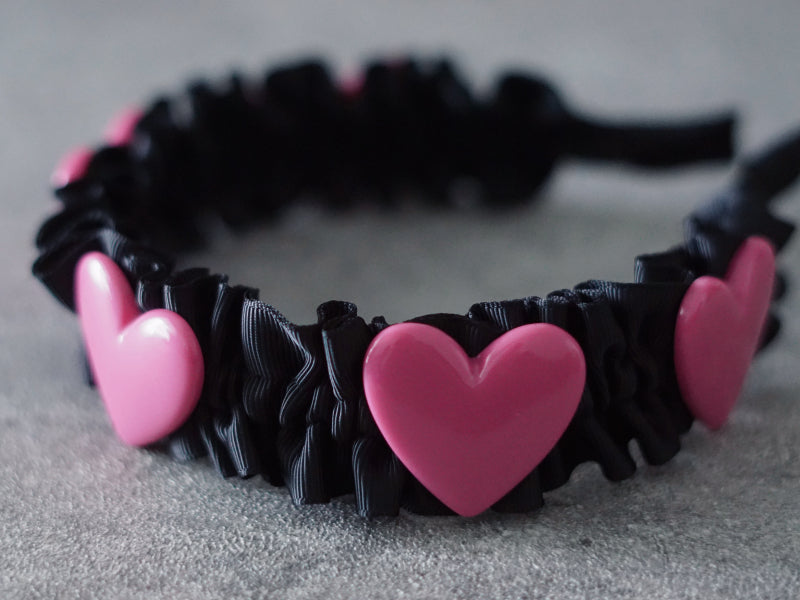 Pleated Resin Cloth Headband - Black