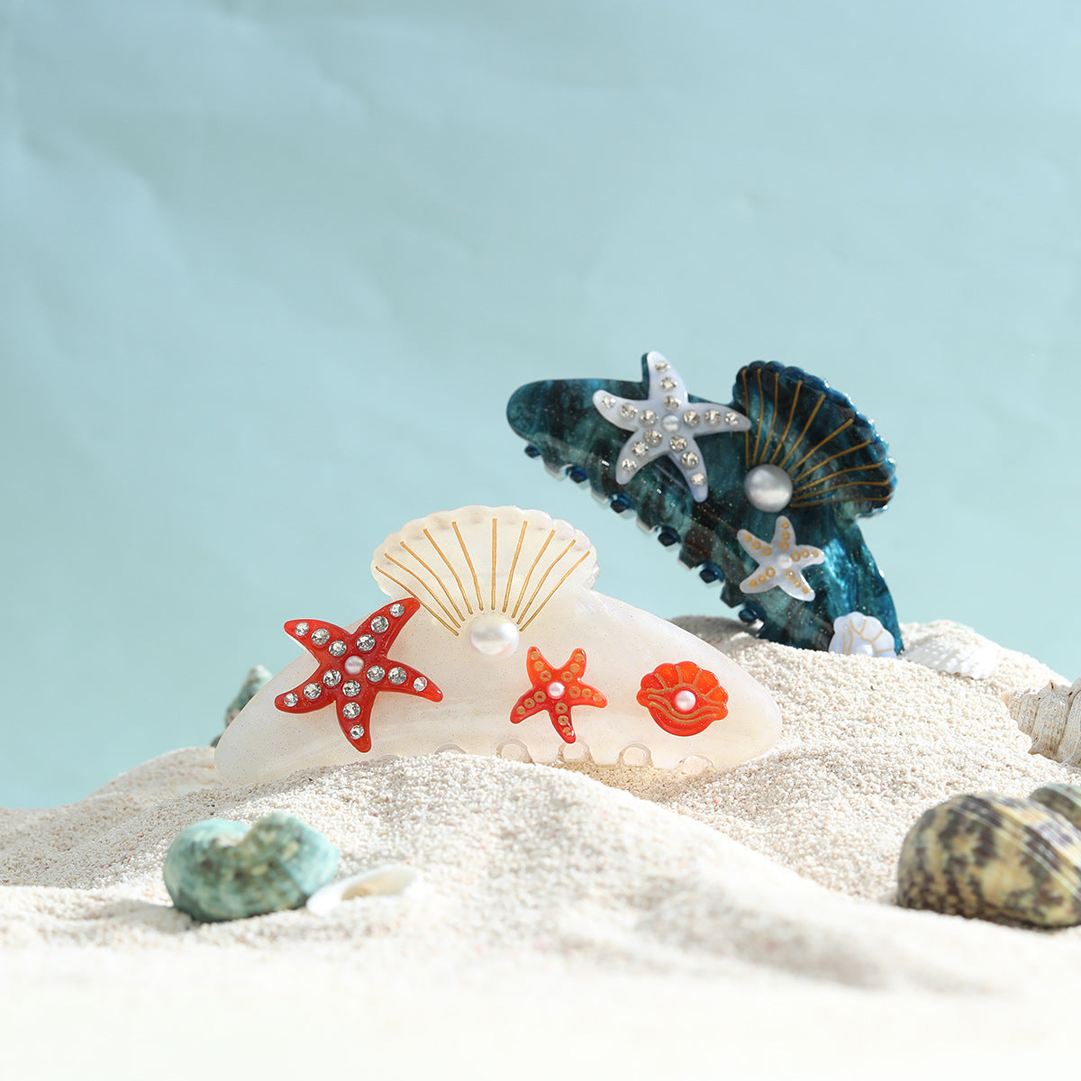 Acrylic Starfish Shell Hair Barrette