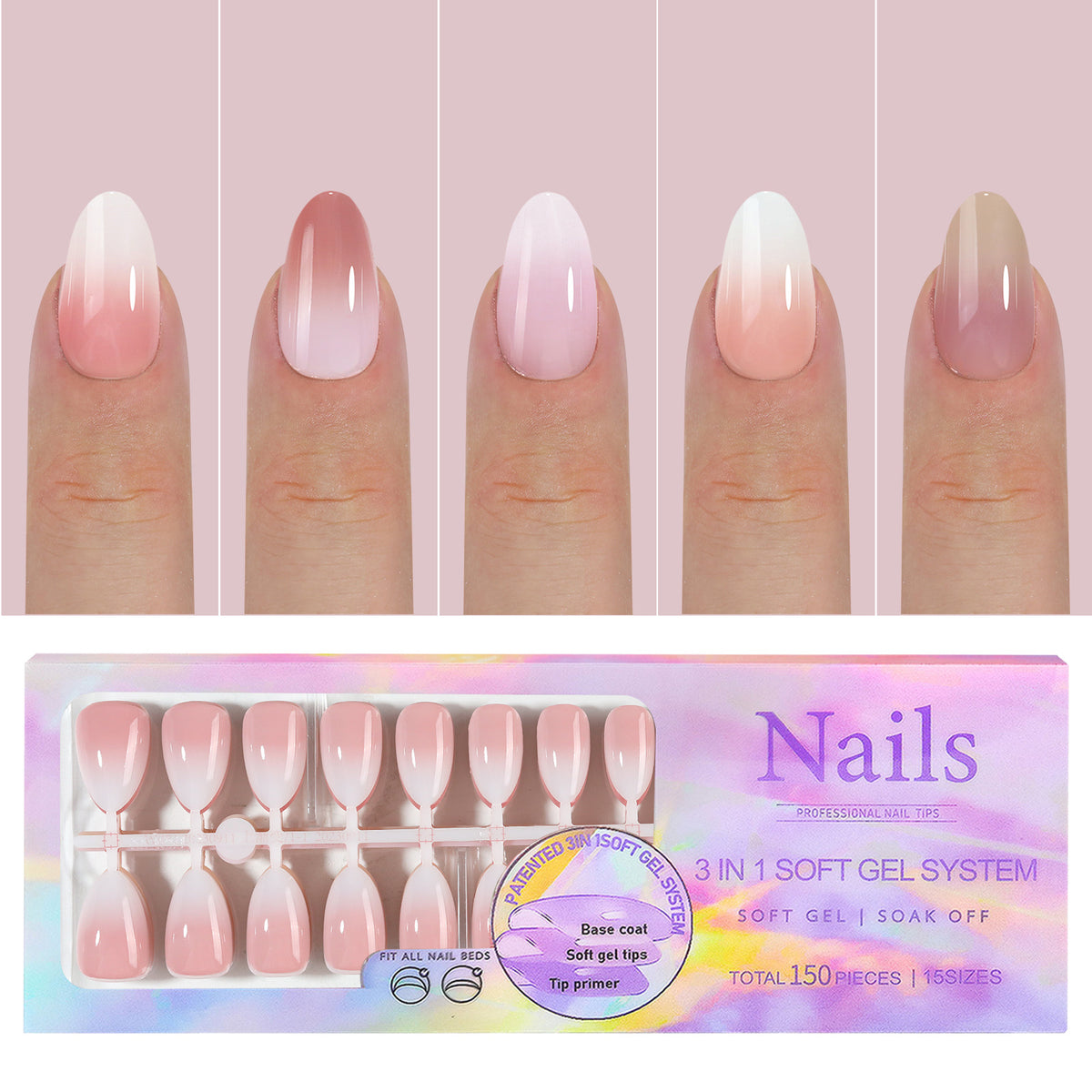 Manicure Nail Art & Wear Armor Set - French Seamless Detachable Tips