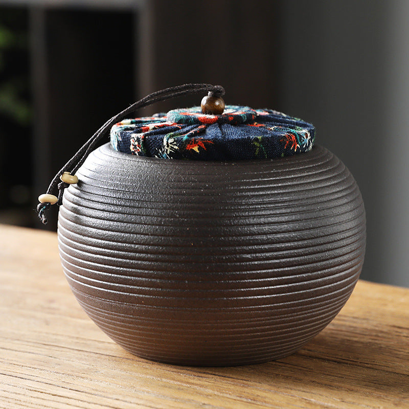 Coarse Ceramic Tea Caddy Airtight Canister for Pu-erh Tea Kitchen Storage