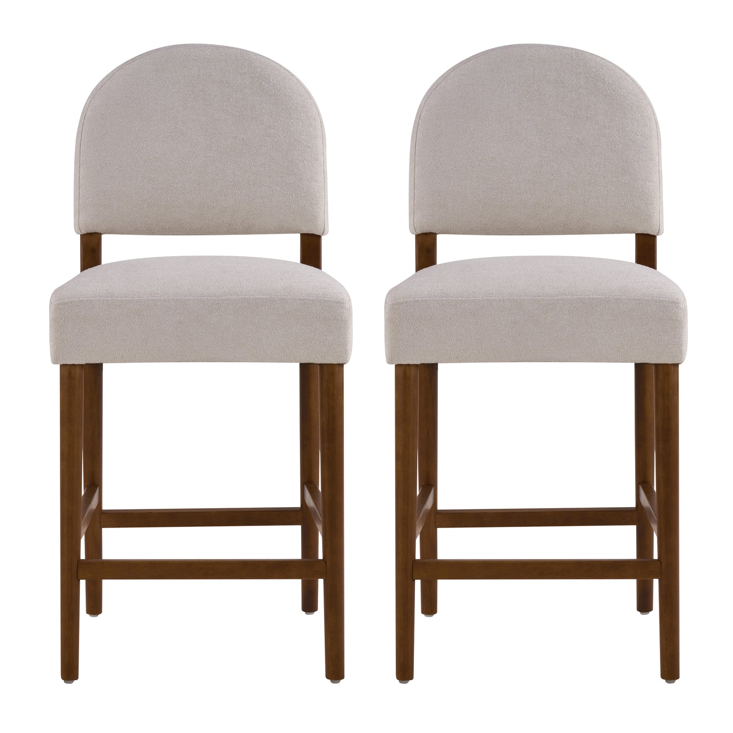 26 Seat Height Light Gray Fabric & Walnut Rubberwood Bar Stool,