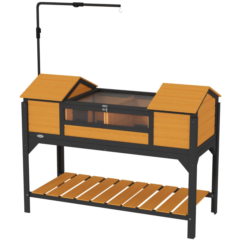 Pet Tortoise Enclosure with Adjustable Lamp Holder and Storage Shelf - Wooden Habitat for Reptiles
