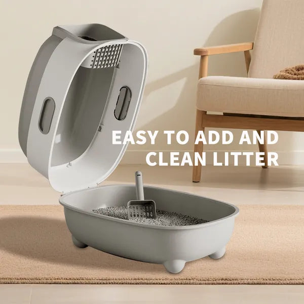 High-Capacity Enclosed Cat Litter Box with Odor Lock & Scratch-Resistant Finish, Large Size for US Homes