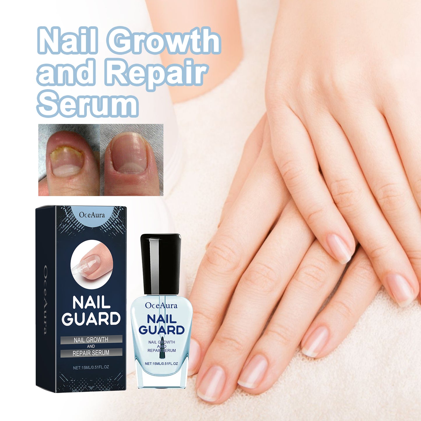 Nail Care Solution - Repair & Nourishing Treatment for Damaged Nails, 15ml