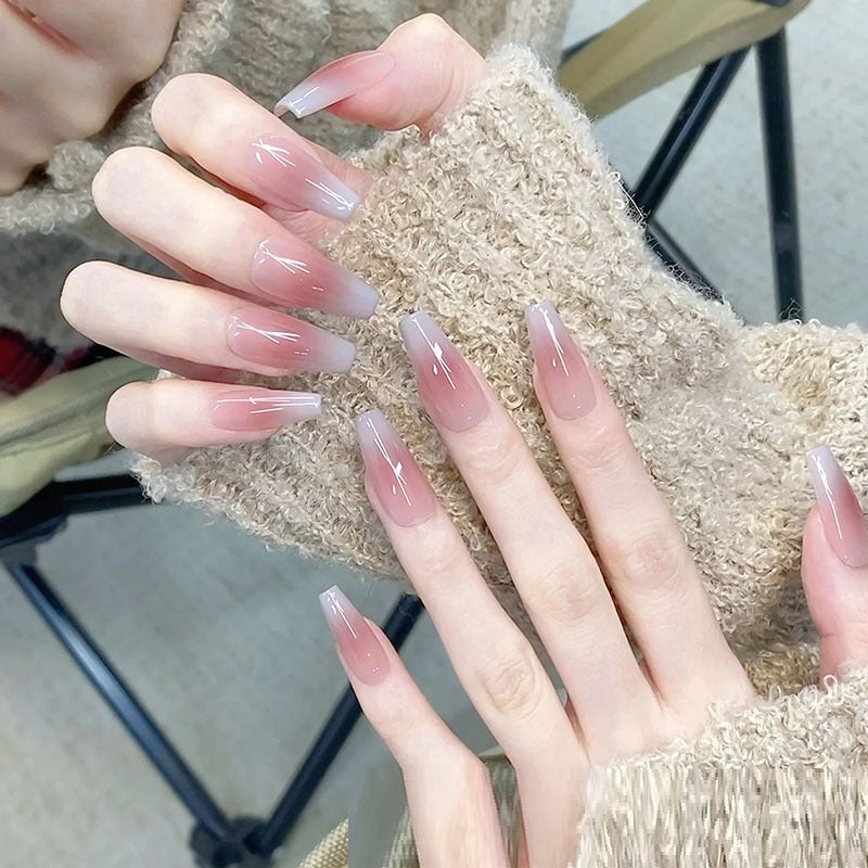 Removable Nail Tips Set for Nail Art - Blush Gradient Nude, Multiple Sizes