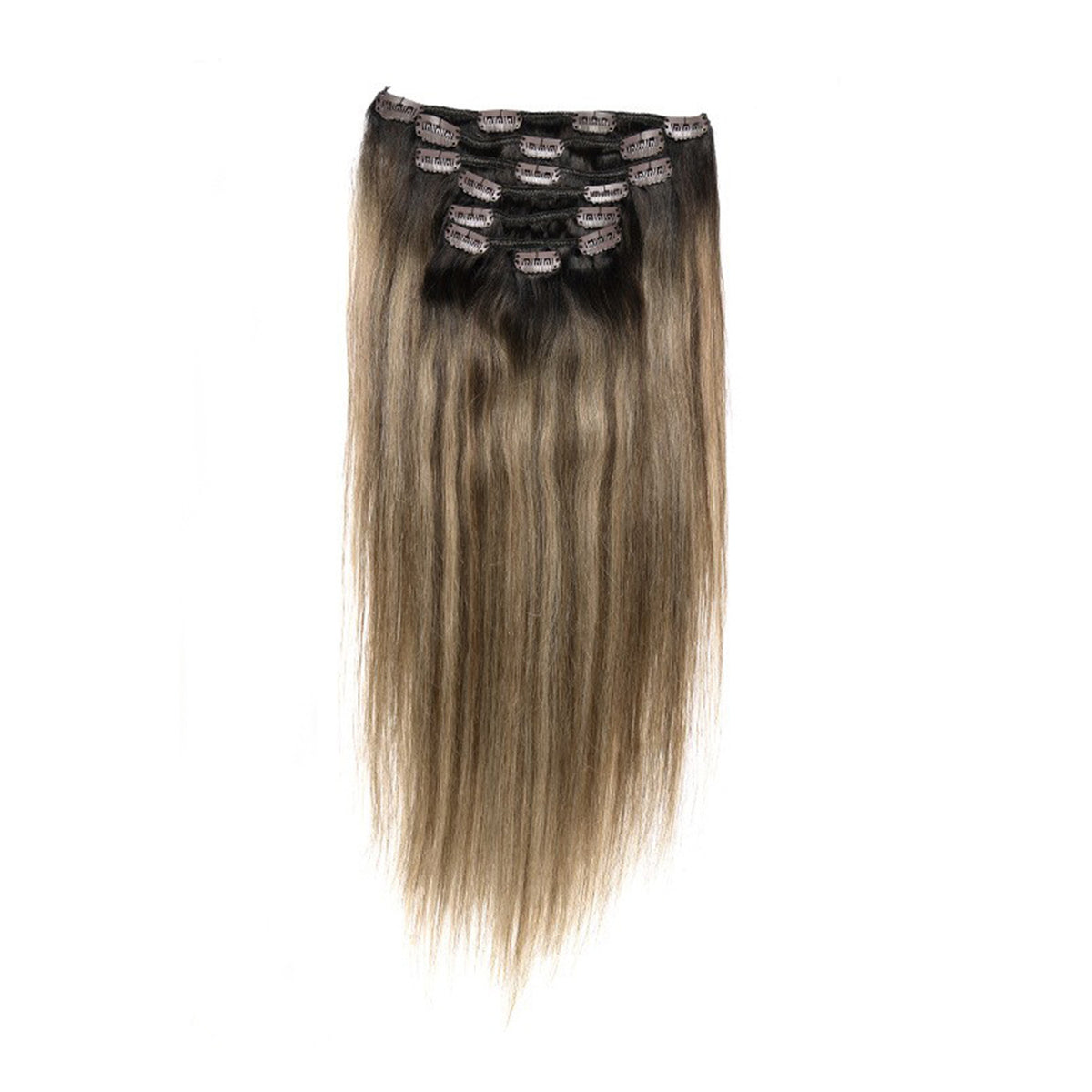 Seven-Piece Human Hair Wig Set for Women - Multiple Colors & Lengths