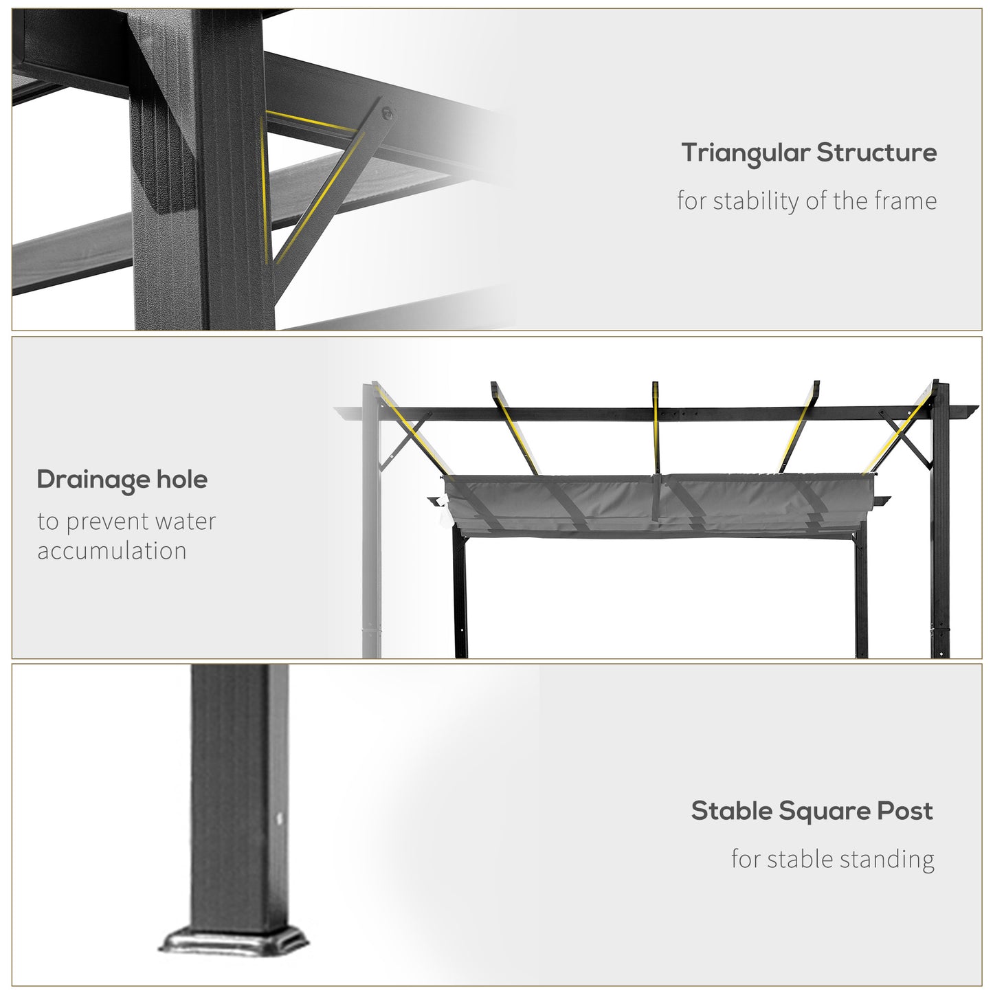 Retractable Aluminum Pergola Canopy - Backyard Shade Shelter
