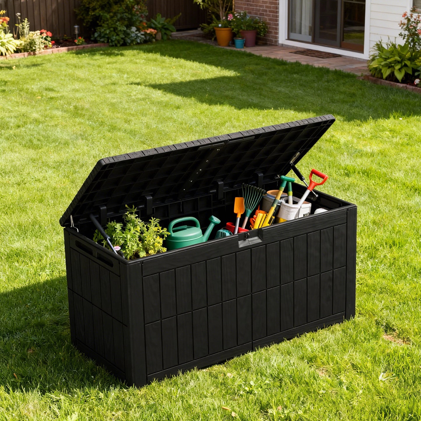 1 0 Gallon Outdoor Storage Box Water Proof Resin Deck Lockable Bin