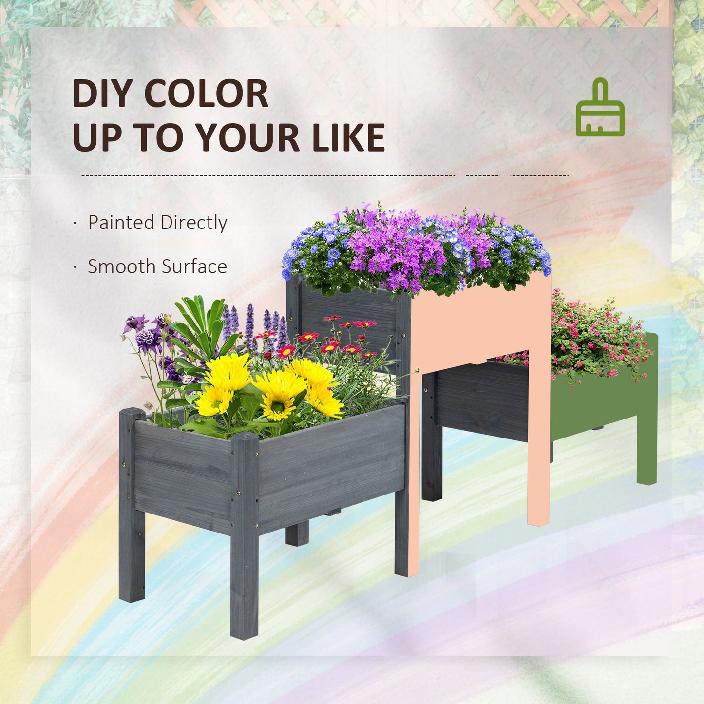 3-Tier Raised Garden Bed Planter Box for Vegetables Herbs Flowers - Freestanding