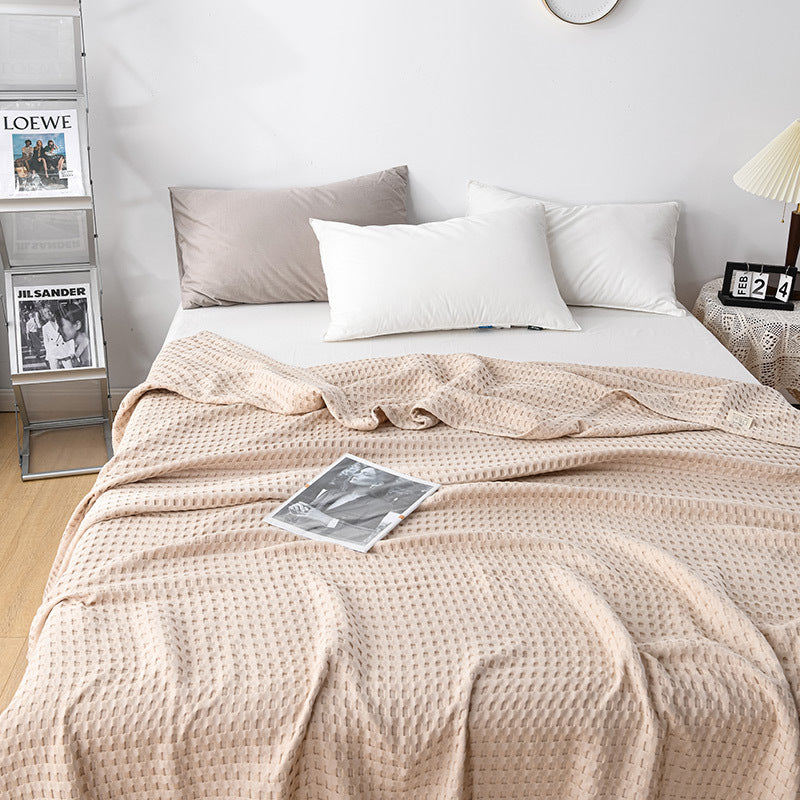 Pure Cotton Waffle Towel Blanket for Bed and Home