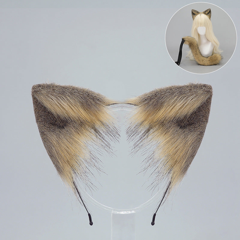 Cat Ear Headband and Tail Set - Plush, Trendy Cat Costume Accessory