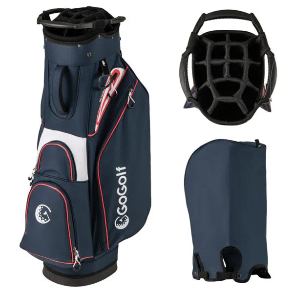 14-Way Golf Cart Bag with 6 Pockets and Cooler - Navy/Red
