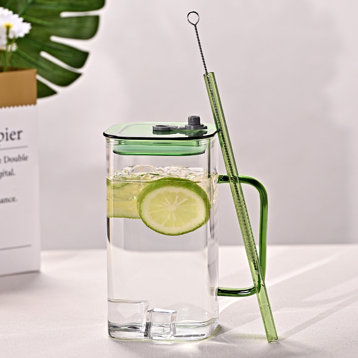 Transparent Glass Straw Cup - 4 Colors, High Borosilicate Drinkware