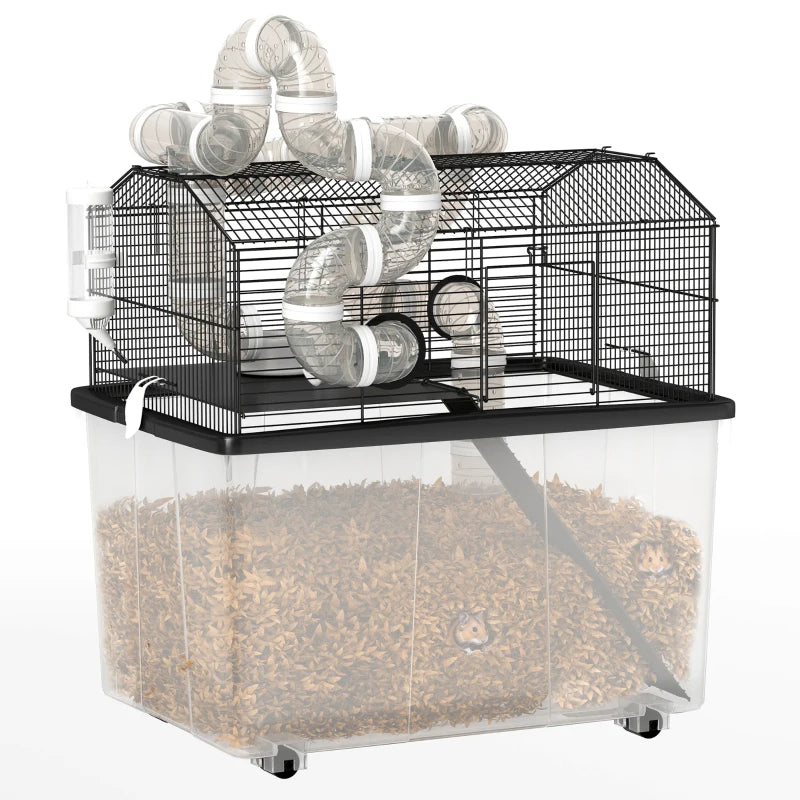 Hamster Cage Two-Tier with Deep Tray Tube System Water Bottle and Accessories