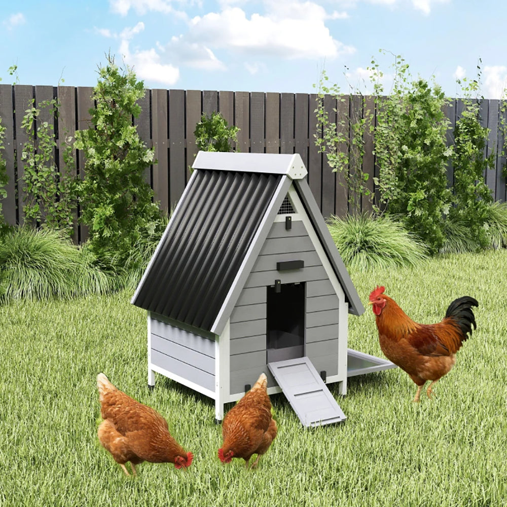 Outdoor Wooden Chicken Coop for 1-2 Chickens with Removable Nesting Box & Ramp