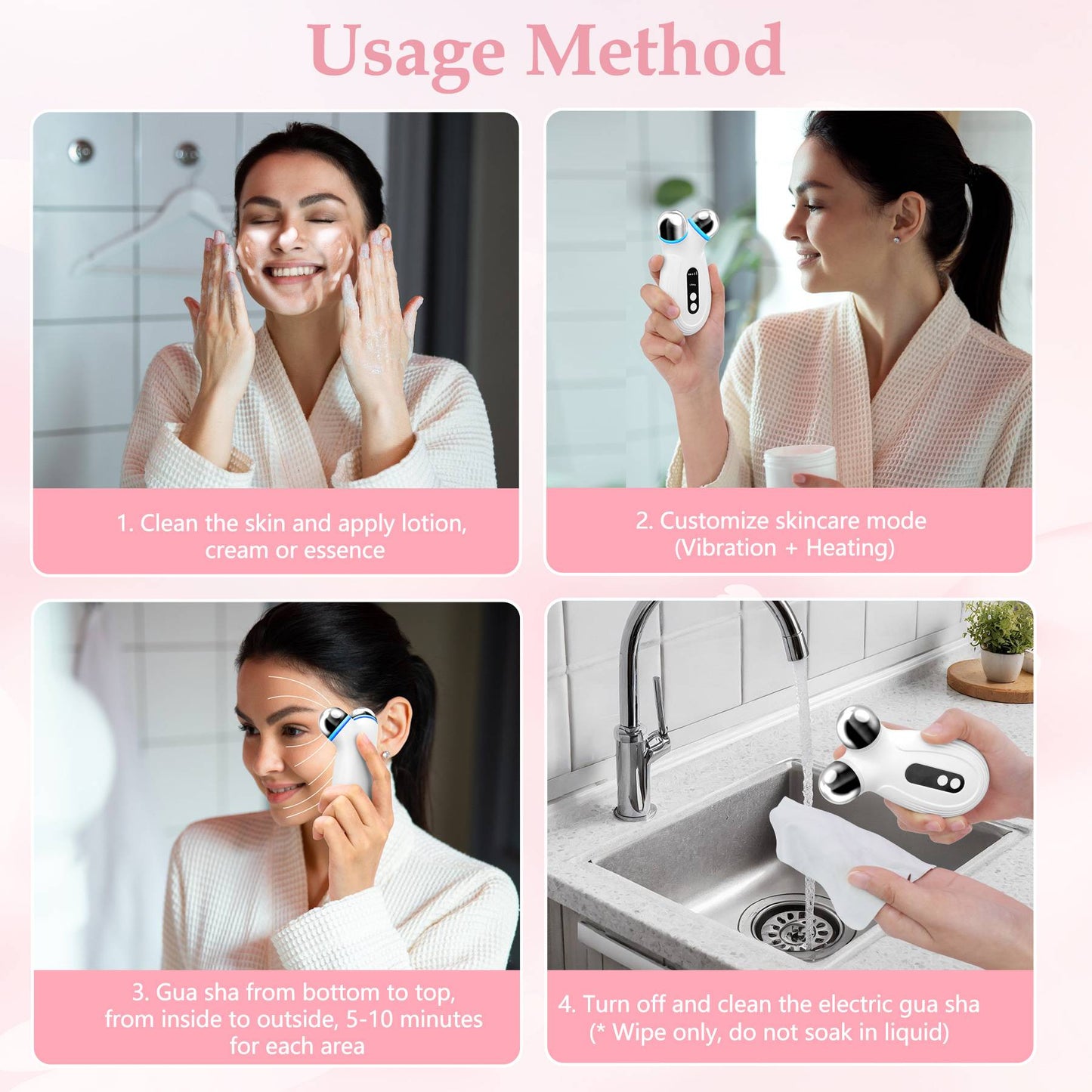 Microcurrent Facial Lifting Device for Anti-Aging & Skin Firming - White