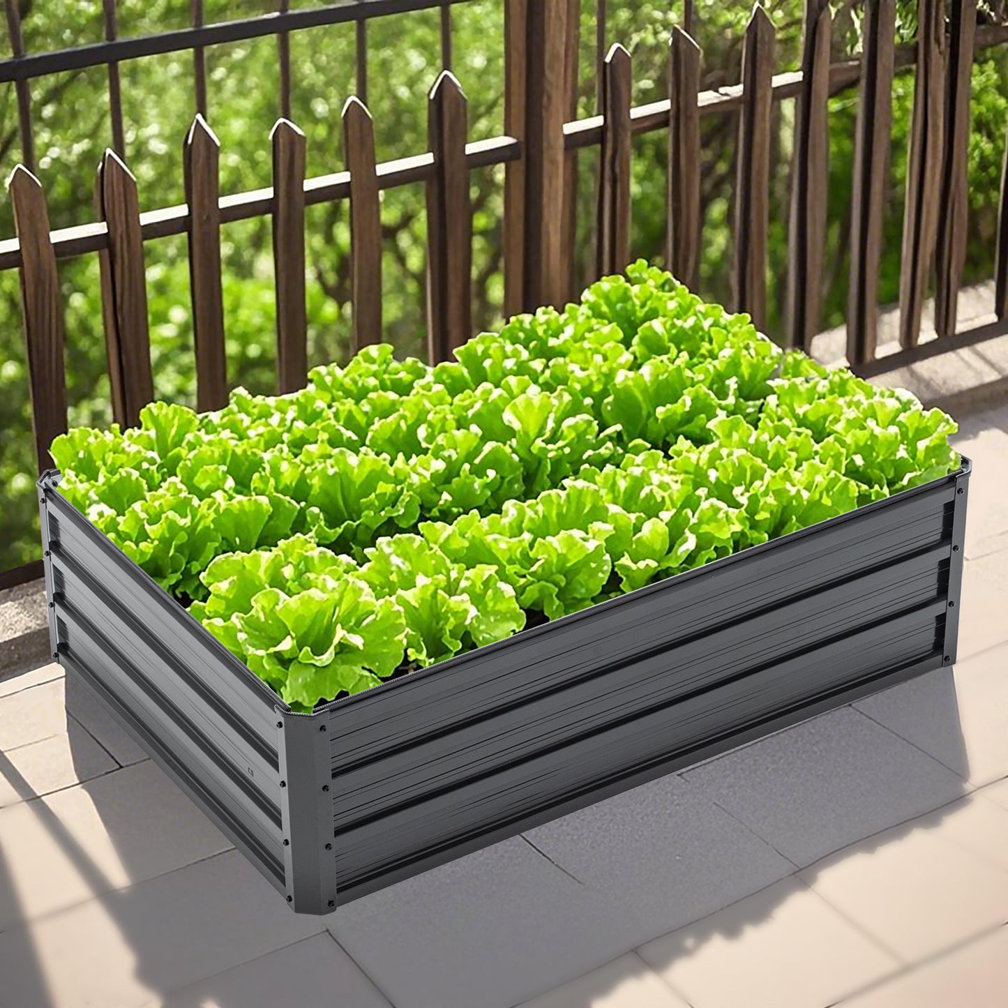 Metal Raised Garden Bed - Galvanized Planter Box 4x3x1 ft - Black