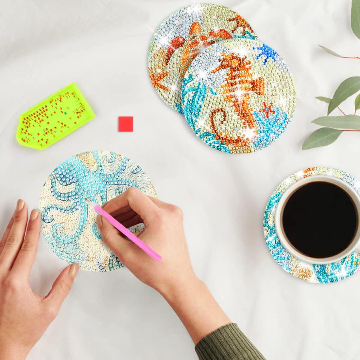 16-Piece Rhinestone Diamond Coaster Set